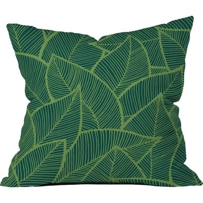 Lime Green Leaves Outdoor Throw Pillow - Image 0