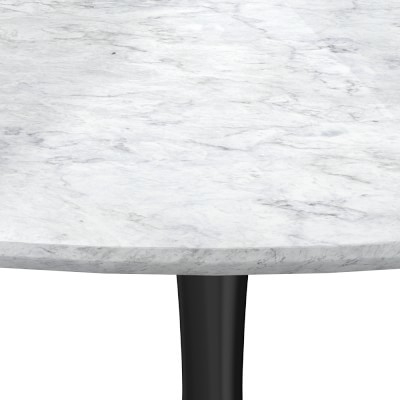 Tulip Pedestal Dining Table, 56 Round, Aged Bronze Base, Carrara Marble Top - Image 1