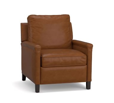 Tyler Square Arm Leather Power Recliner with Nailheads, Down Blend Wrapped Cushions, Vintage Caramel - Image 3