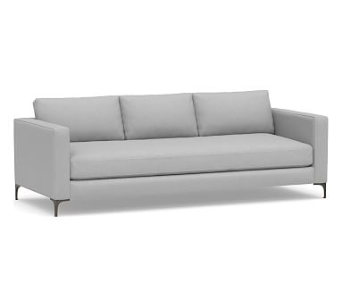 Jake Upholstered Grand Sofa 3x1 96" with Bronze Legs, Standard Cushions, Brushed Crossweave Light Gray - Image 0