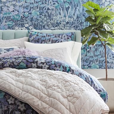 Avalon Channel Stitch Upholstered Bed, King, Lustre Velvet Linen - Image 2