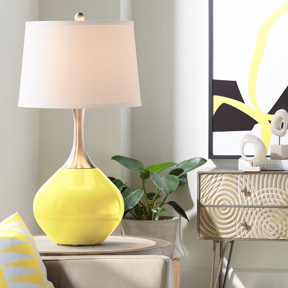 Color Plus Spencer 31" Modern Lemon Twist Yellow Table Lamp - Image 0