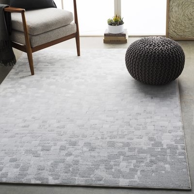 Shenk Abstract Light Gray/White Area Rug - Image 1