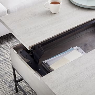 Industrial Storage Pop-Up Coffee Table, Gray - Image 2