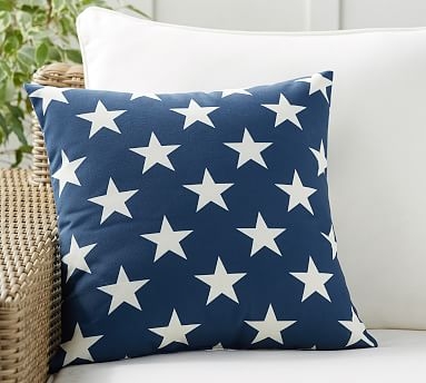 Printed Star Indoor/Outdoor Pillow, 18", Blue Multi - Image 0
