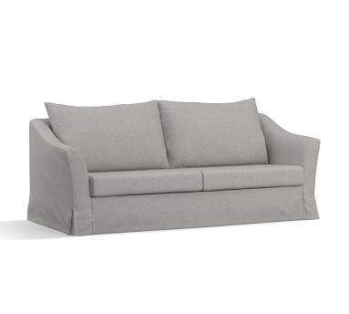 SoMa Brady Slope Arm Slipcovered Sofa, Polyester Wrapped Cushions, Performance Slub Cotton Stone - Image 1