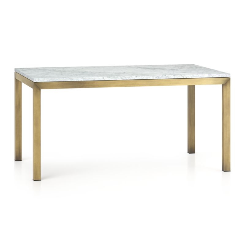 Parsons White Marble Top/ Brass Base 48x28 Dining Table - Image 5