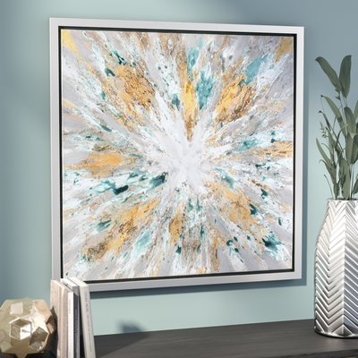 'Exploding Star Modern' Abstract Framed Oil Painting Print on Canvas - Image 1