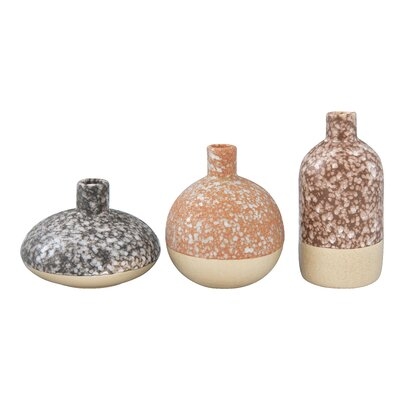 Huntingdon Brown Stoneware Vases With Reactive Glaze Finishes (Set of 3 Shapes/Colors) (Each One Will Vary) - Image 0