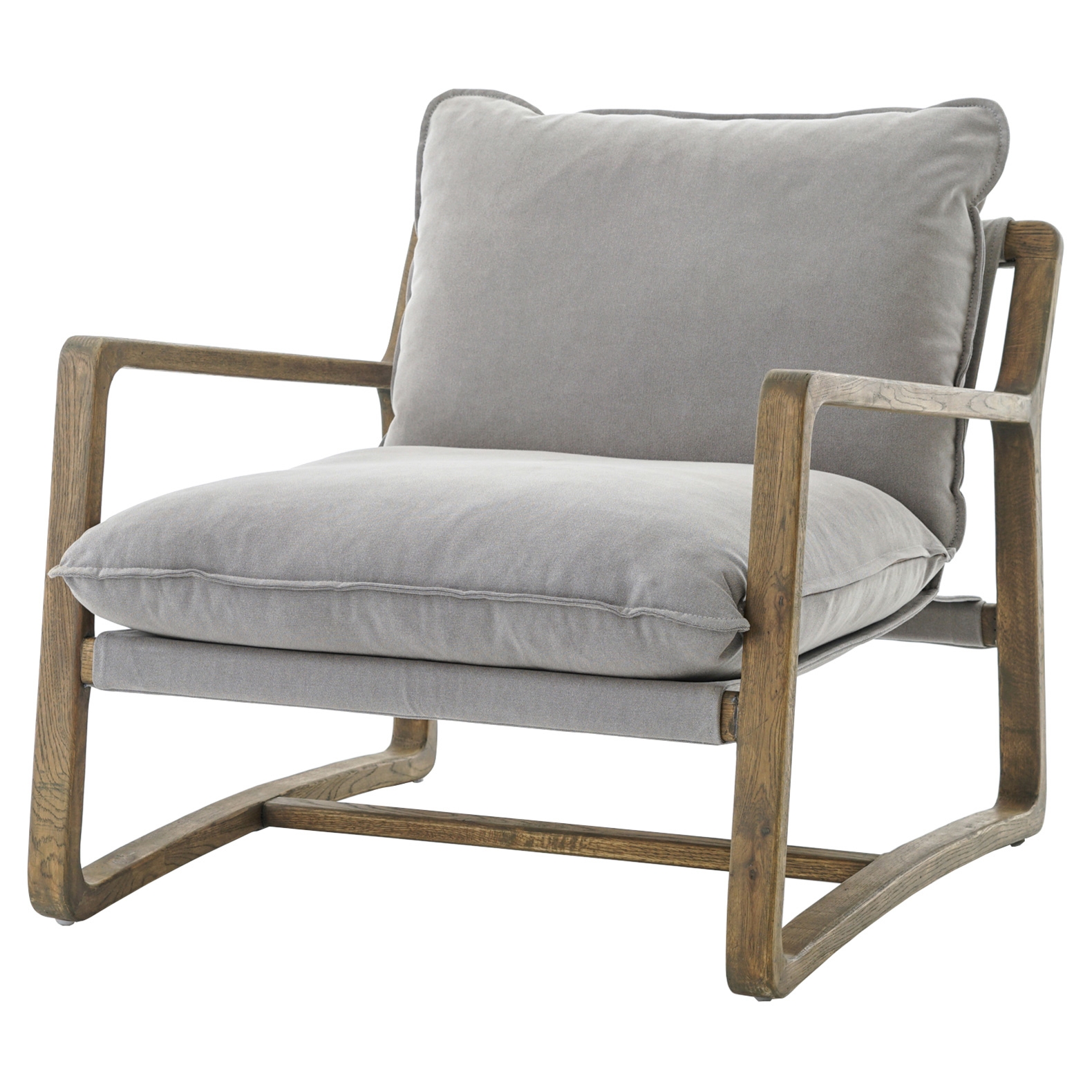 Antonia Rustic Lodge Grey Pillow Brown Wood Living Room Arm Chair - Image 0