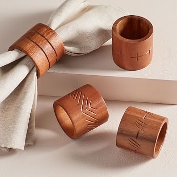 FEED Wood Napkin Rings, Set of 4 - Image 0