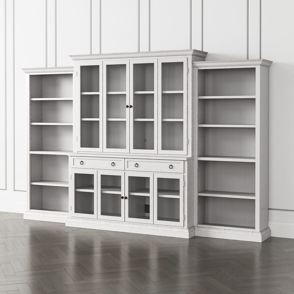 Cameo Dama 4-Piece Glass Door Wall Unit with Open Bookcase - Image 0