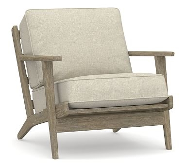 Raylan Upholstered Armchair with Brown Finish, Down Blend Wrapped Cushions, Basketweave Slub Oatmeal - Image 4