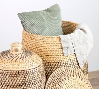 Amena Lidded Baskets, Set of 2 - Multi - Image 1