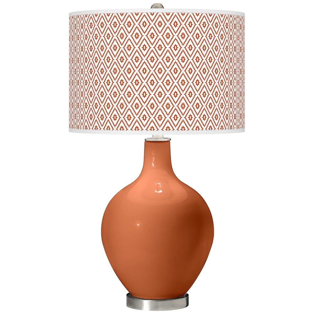 Color Plus Ovo 28 1/2" High Diamonds Shade Robust Orange Table Lamp - Image 0