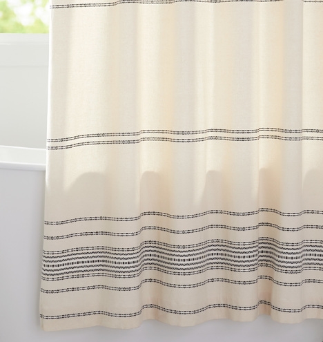 Ivory & Black Woven Striped Shower Curtain - Image 3