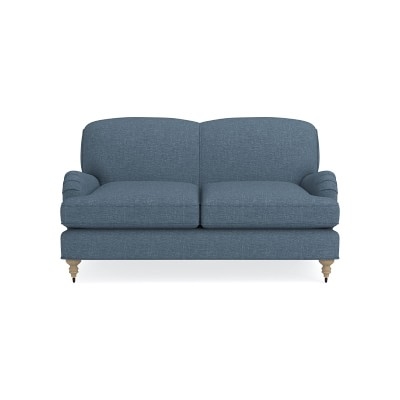 Bedford 61" Loveseat, Standard Cushion, Laundered Belgian Linen, Ciel, Natural Leg - Image 0