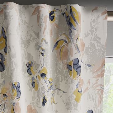 Cotton Canvas Delicate Floral Curtain, Set of 2, Rosette, 48"x96" - Image 3