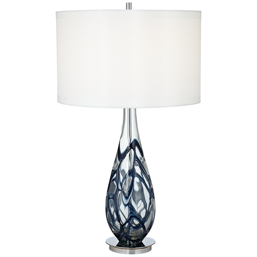 Indigo Swirl Blue Art Glass Table Lamp - Style # 7Y755 - Image 0