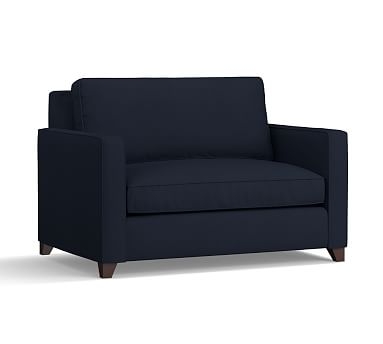 Cameron Square Arm Upholstered Twin Sleeper Sofa with Memory Foam Mattress, Polyester Wrapped Cushions, Twill Cadet Navy - Image 2
