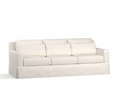 York Square Arm Slipcovered Deep Seat Grand Sofa 95" 3x1, Down Blend Wrapped Cushions, Performance Everydaylinen(TM) Ivory - Image 3