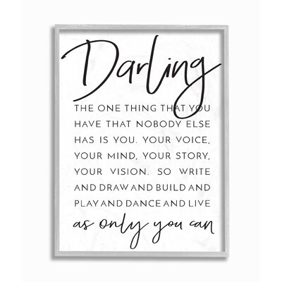Ebern Designs Darling Live As Only You Can Typography Wall Art - Image 0