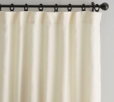Classic Belgian Flax Linen Drape, Cotton Lining, 50 x 96", Ivory - Image 2