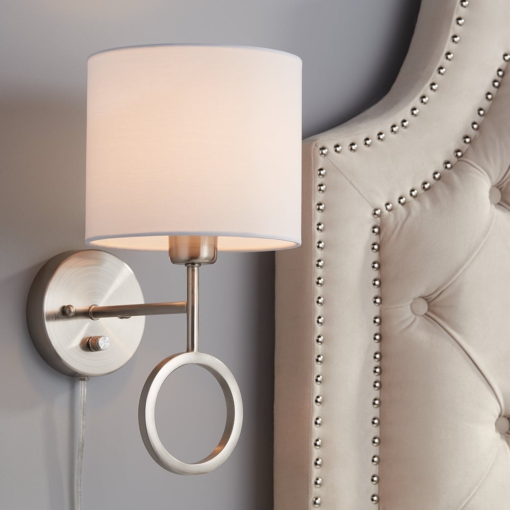 Amidon Brushed Nickel Drop Ring Plug-In Wall Lamp - Style # 46R97 - Image 0