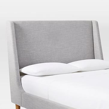 Upholstered Sleigh Bed Set, King, Linen Weave, Platinum - Image 3