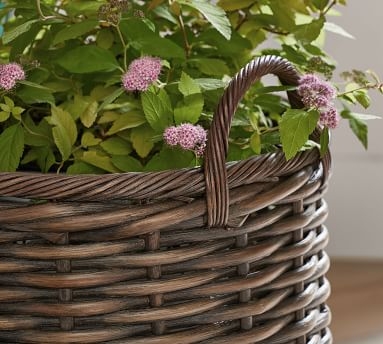 Aubrey Lidded Narrow Rectangle Basket, Charcoal - Image 1