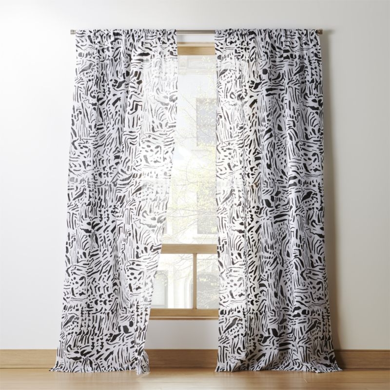 "Nico Black and White Print Curtain Panel 48""x120""" - Image 2