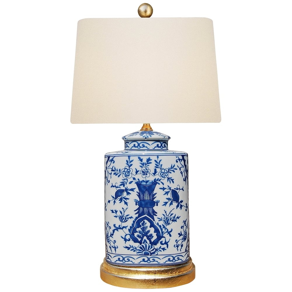 Akeno Blue and White Porcelain Oval Jar Accent Table Lamp - Style # 61Y23 - Image 0