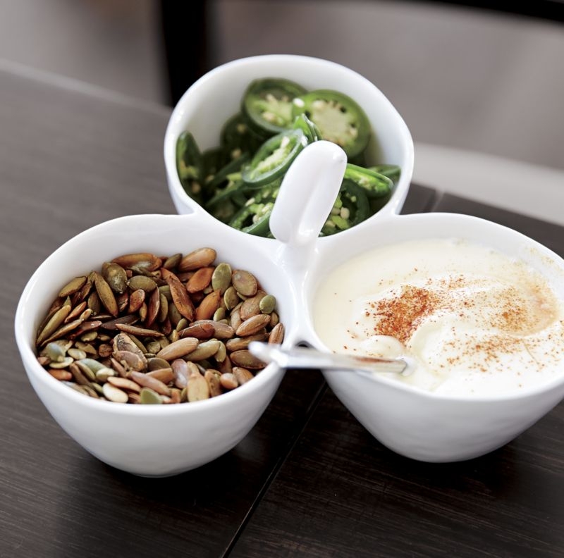 Mercer White Porcelain 3-Part Divided Server - Image 2