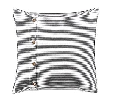 Wheaton Striped Linen/Cotton Sham, Euro, Navy - Image 0