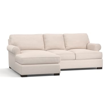 Townsend Roll Arm Upholstered Right Arm Sofa with Chaise Sectional, Polyester Wrapped Cushions, Performance Brushed Basketweave Ivory - Image 1