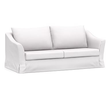 SoMa Brady Slope Arm Slipcovered Sofa, Polyester Wrapped Cushions, Twill White - Image 0