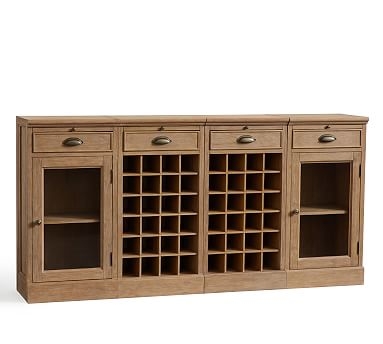 4-Piece Modular Bar Buffet(2 Wine Grid Bases &amp; 2 Glass Door Cabinet Base), Seadrift - Image 0