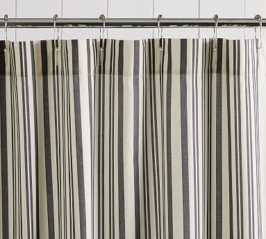 Antique Stripe Shower Curtain, 72x72, Gray - Image 0