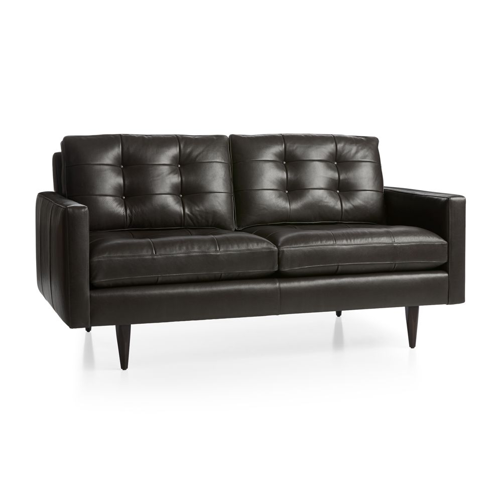 Petrie Leather Midcentury Loveseat - Image 0