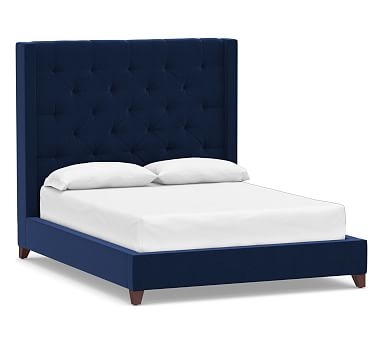 Harper Upholstered Tufted Tall Bed without Nailheads, King, Performance Everydayvelvet(TM) Navy - Image 0