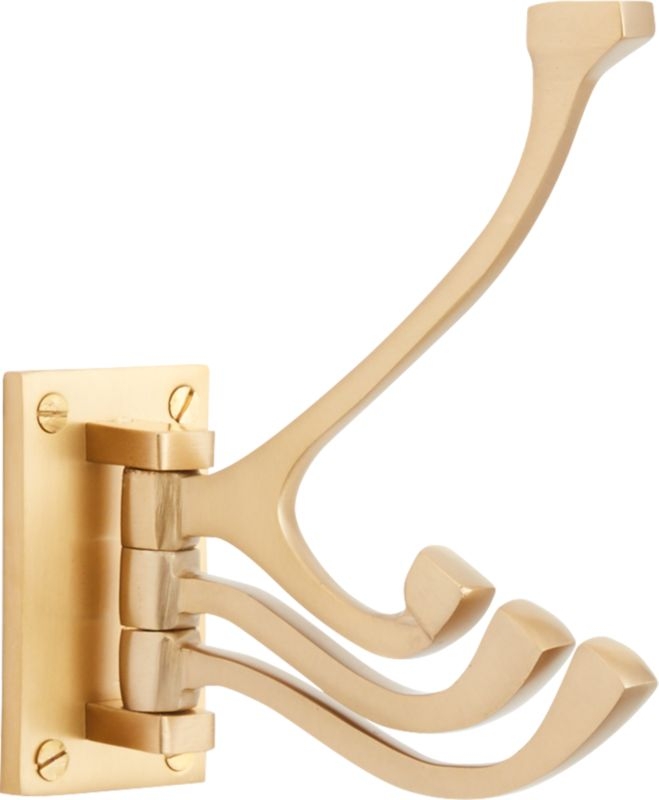 Brass 3-Prong Swivel Towel Hook - Image 2