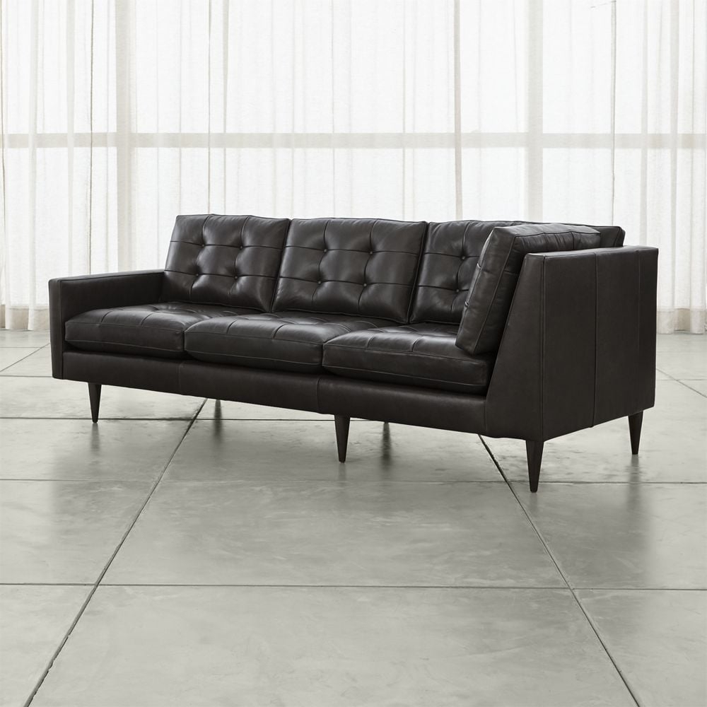 Petrie Leather Midcentury Left-Arm Corner Sofa - Image 0