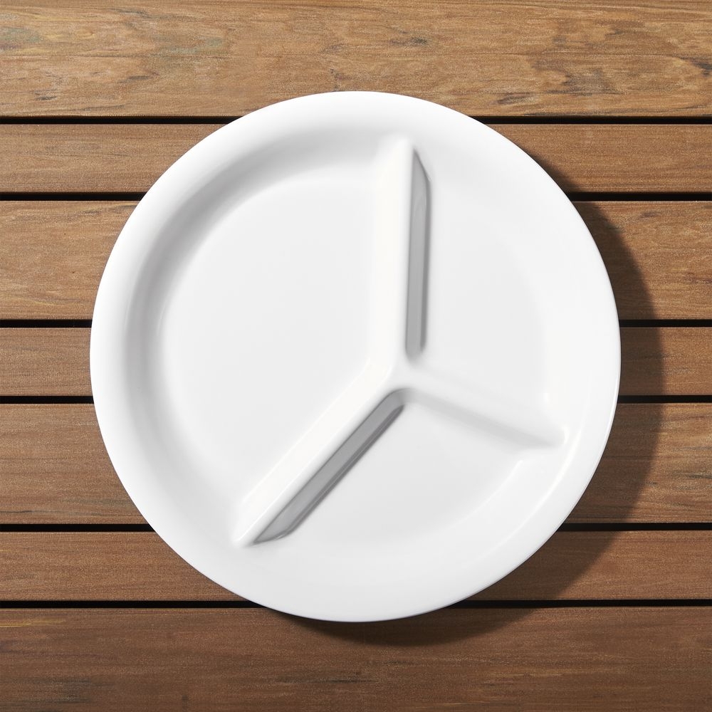 Divided White Outdoor Melamine Plate - Image 0