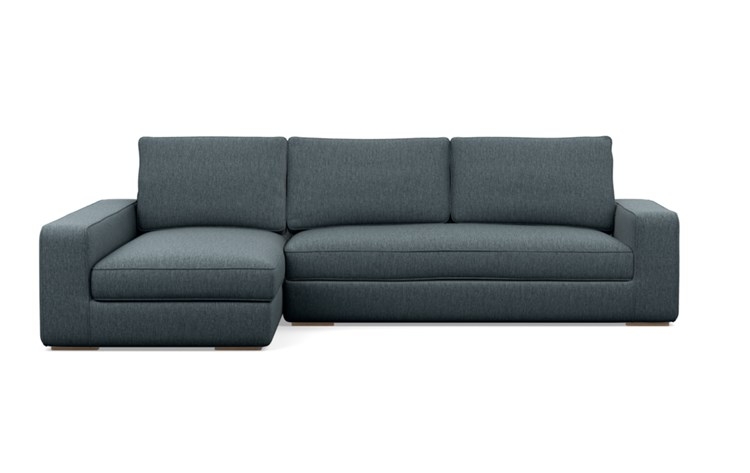 Ainsley Left Sectional with Blue Rain Fabric, down alt. cushions, and Natural Oak legs - Image 0
