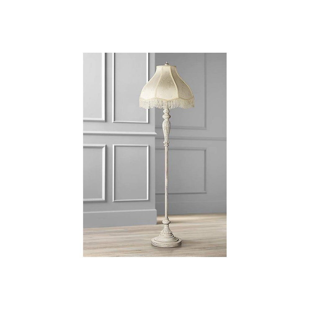 360 Lighting 60" Scallop Shade Antique White Traditional Floor Lamp - Image 0