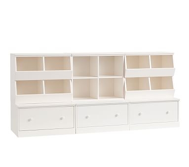 Cameron 2 Market Bin Cubbies, 1 Cubby, &amp; 3 Drawer Bases, Simply White, UPS - Image 0