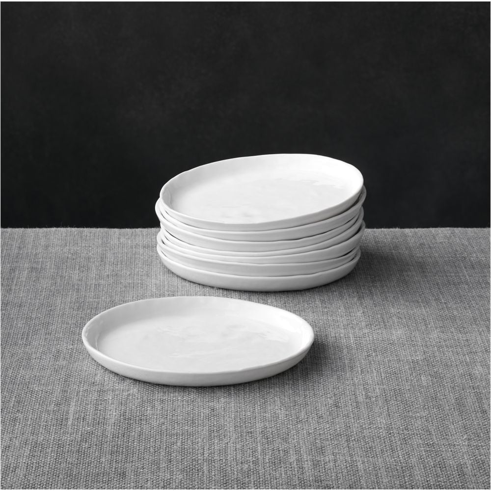 Mercer White Round Porcelain Appetizer Plates, Set of 8 - Image 0