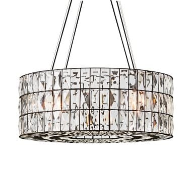 Adeline Faceted Crystal Round Chandelier, Bronze, Small - Image 1