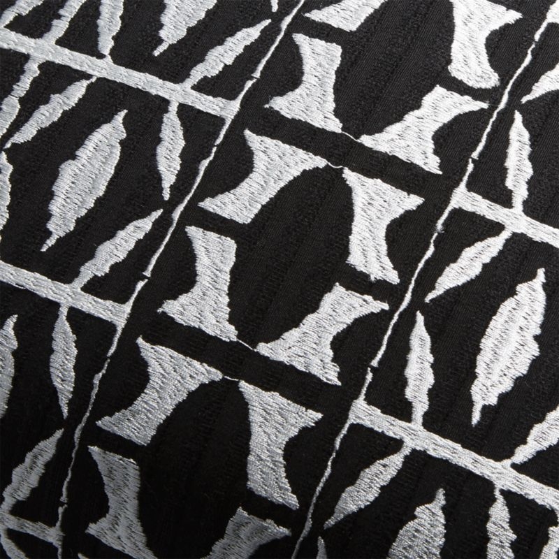 Seneca Black Patterned Pillow with Down-Alternative Insert 18" - Image 3
