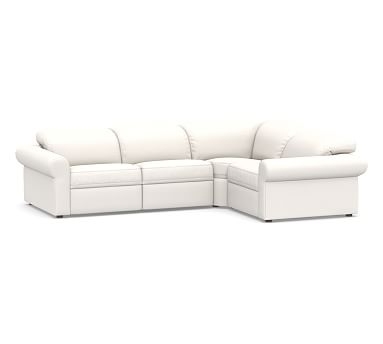 PB Ultra Lounge Roll Arm Upholstered 4-Piece Reclining Sectional, Polyester Wrapped Cushions, Performance Everydaylinen(TM) by Crypton(R) Home Ivory - Image 0